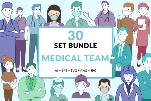 30 Bundle Medical Doctor Nurse Paramedic Graphics