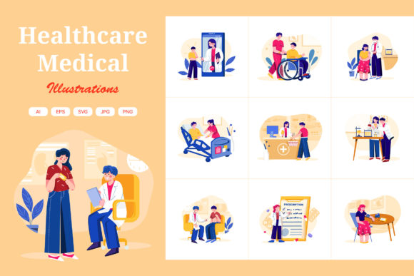 Healthcare Medical Illustration Concept Graphics and Illustrations
